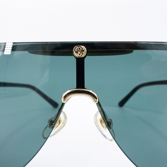 Gucci GG0584 Shield Sunglasses Gold Havana Green OS - Picture 6 of 16